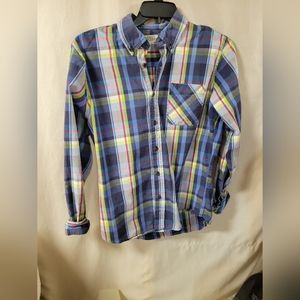 Free Planet Mens Size Large Plaid‎ Long Sleeve Button Down Shirt